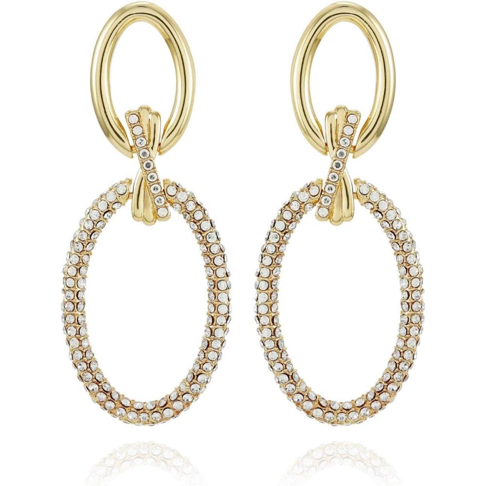 imageVince Camuto Gold Tone Double Oval Hoop Dangle Earrings