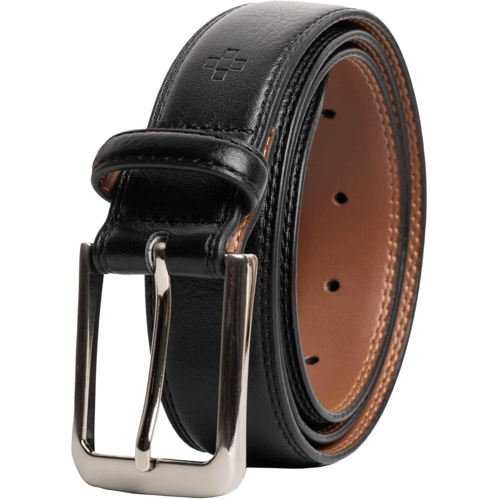 imageVince Camuto Mens Belt  Double Stitch Detailing  Genuine Leather BeltBlack