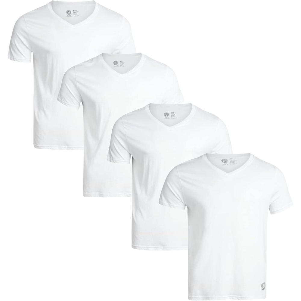 imageVince Camuto Mens Cotton VNeck Tee TShirt MultiPackWhiteWhiteWhiteWhite
