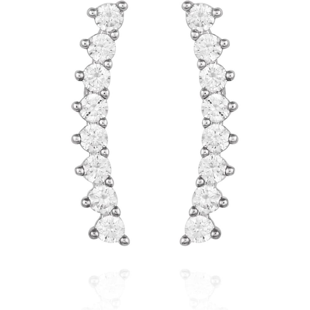 imageVince Camuto Silver Tone CZ Studded Climber Earrings For Women