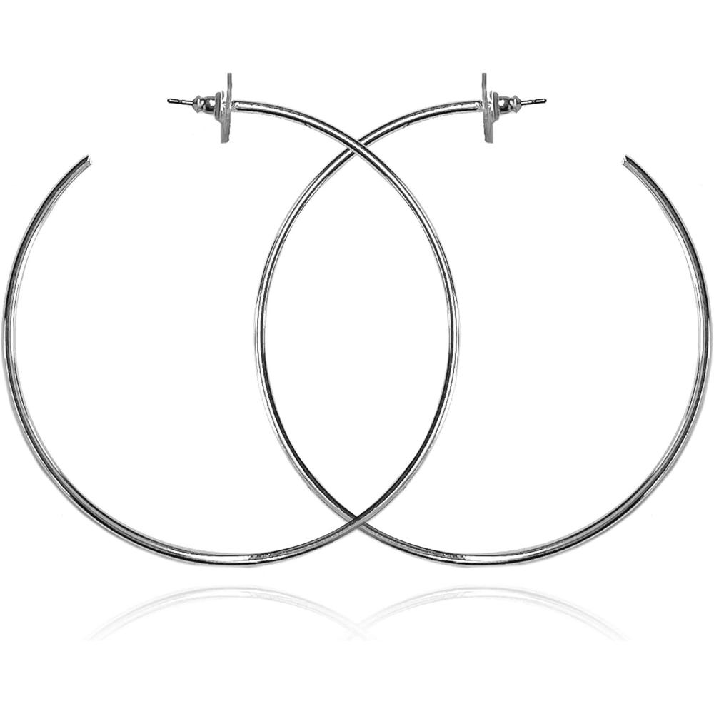 imageVince Camuto Silver Tone Extra Large Open Hoop Earrings For Women XL