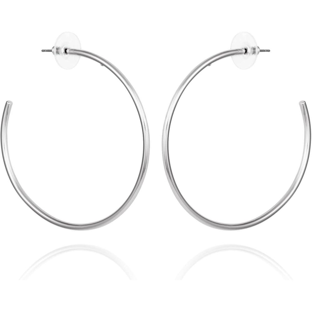 imageVince Camuto Silver Tone Large Open Hoop Earrings For Women