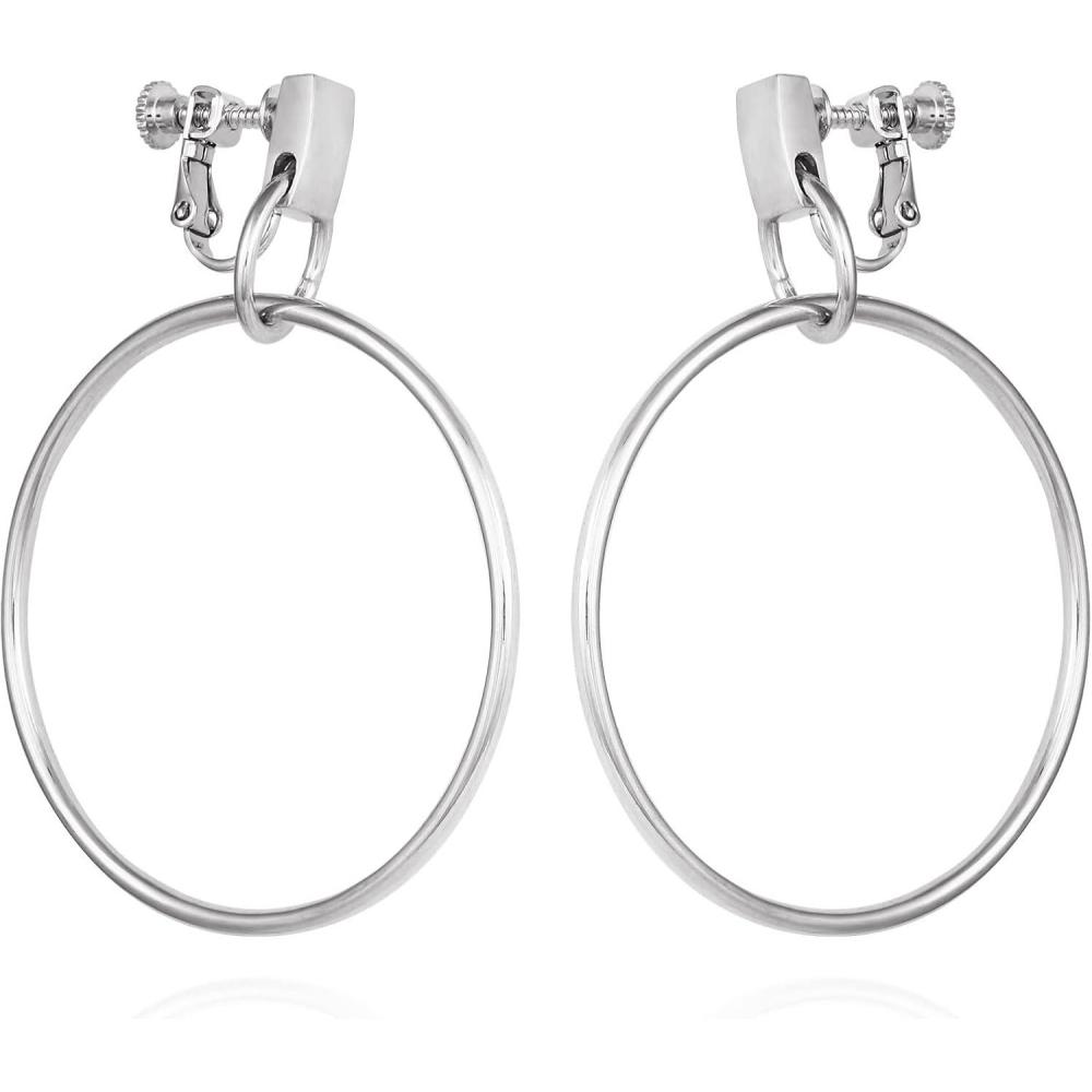imageVince Camuto SilverTone Clip On Dangle Hoop Earrings For Women
