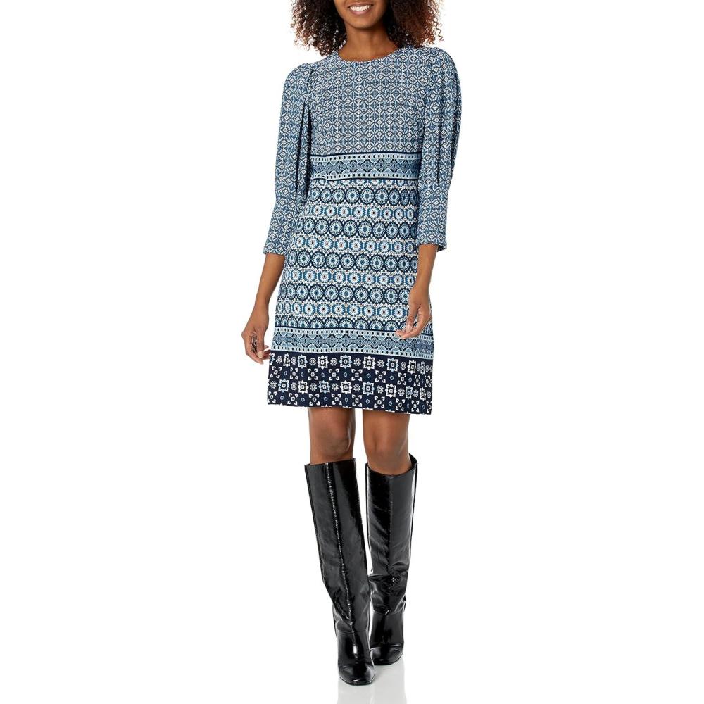 imageVince Camuto Womens Casual Stretch Printed DressBlue
