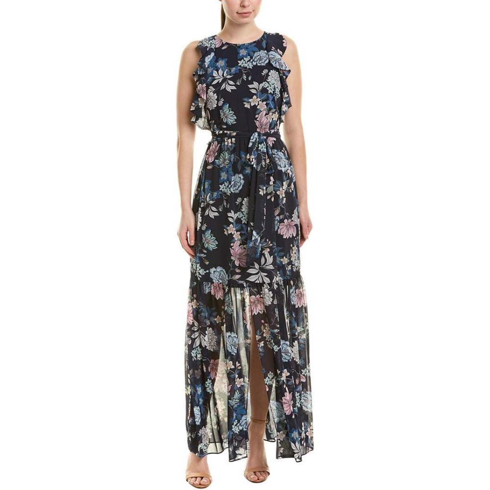 imageVince Camuto Womens Floral Chiffon Ruffle MaxiNavy