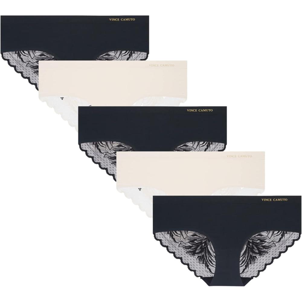 imageVince Camuto Womens Hipster Underwear  5 Pack Ultra Soft Breathable Seamless Panties for Women Ropa InteriorBlackWhite Lace