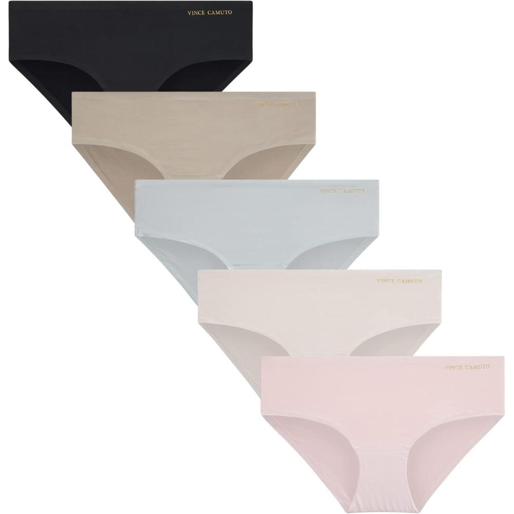 imageVince Camuto Womens Hipster Underwear  5 Pack Ultra Soft ampamp Sexy Lingerie  Breathable Seamless Panties for Women Size XLarge Smoky Blue Assorted