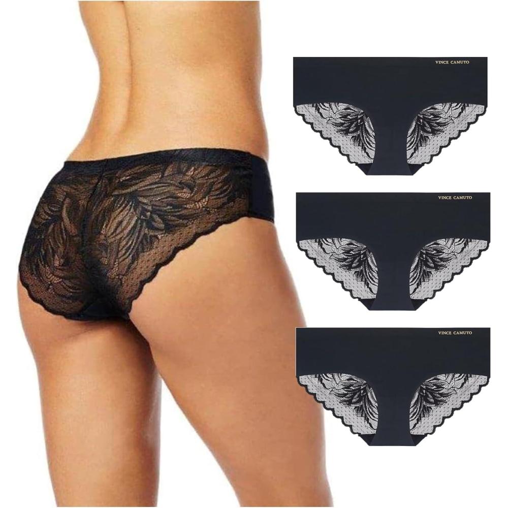 imageVince Camuto Womens Hipster Underwear Soft Seamless Lace Breathable Ladies Panties 36 Pack Ropa Interior de MujerBlack 3pk