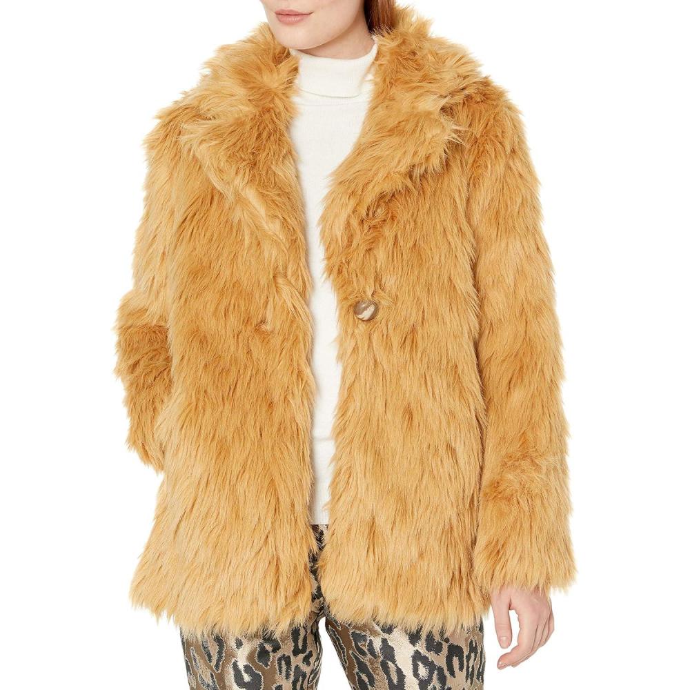 imageVince Camuto Womens Shaggy Fur CoatLatte