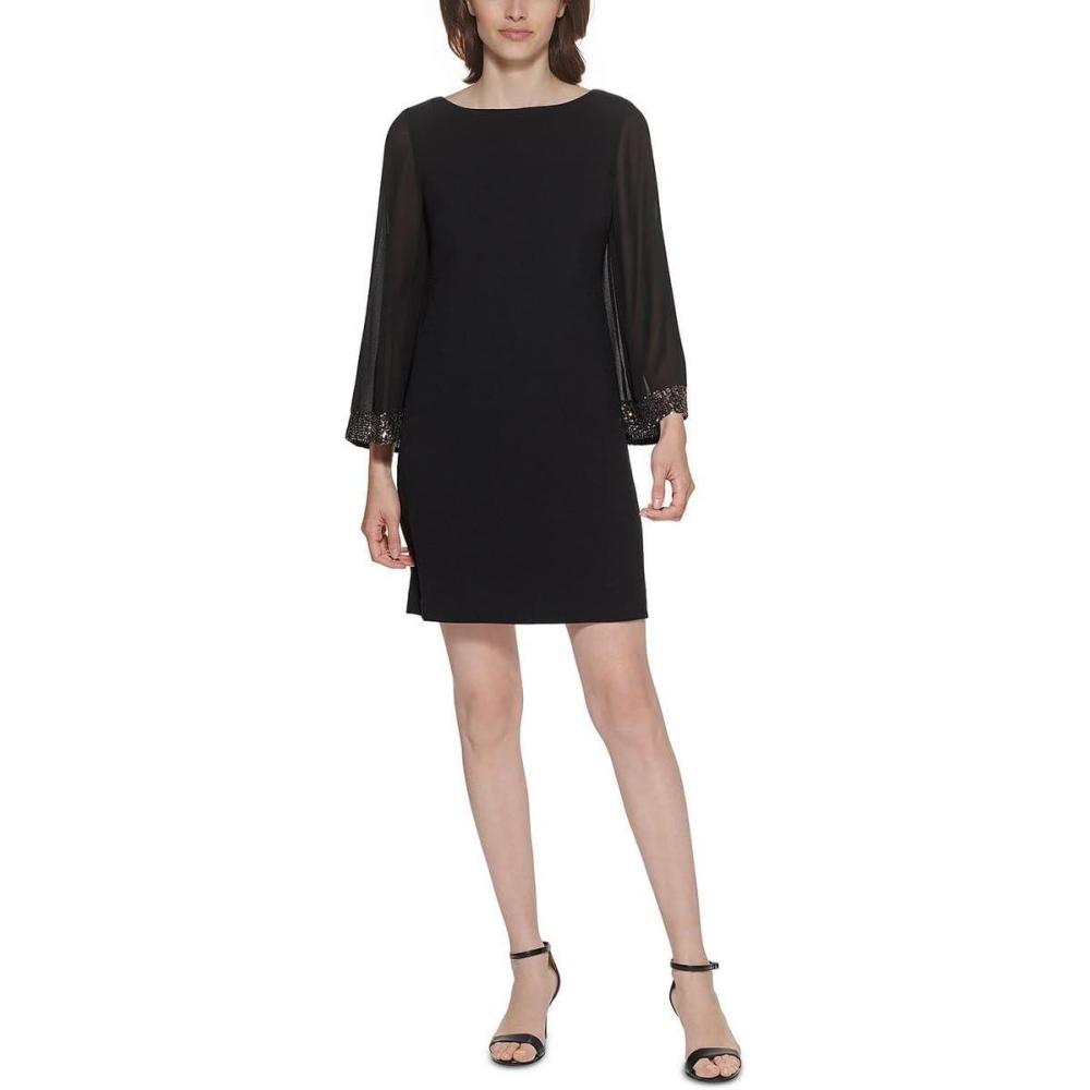 imageVince Camuto Womens Stretch Crepe ShiftBlack Gold