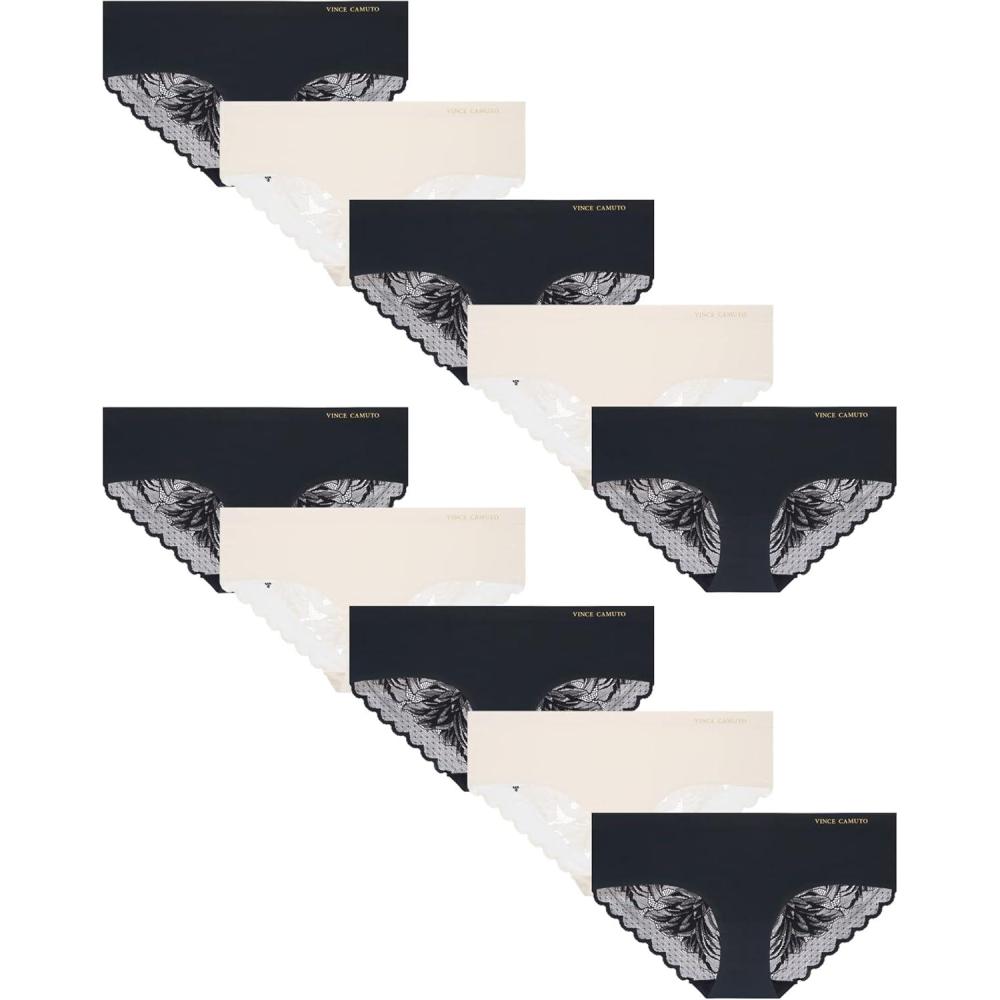 imageVince Camuto Womens Underwear  10 Pack Seamless Hipster Briefs SXLBlackWhite Lace