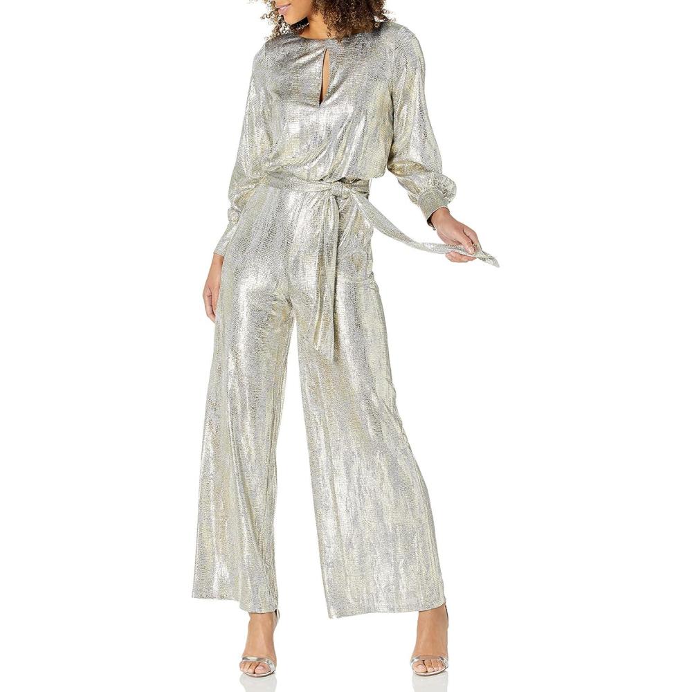 imageVince Camuto womens Metallic Knit JumpsuitGold