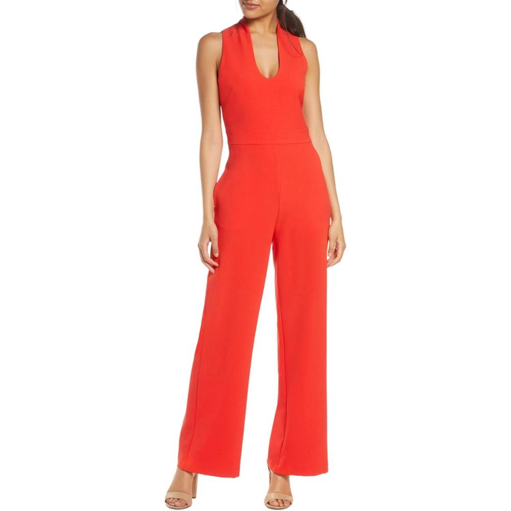 imageVince Camuto womens Sleeveless Scoop Neck Crepe JumpsuitRed