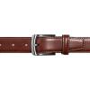 Vince Camuto Belts Men | Belt with Edge Stitch Detailing and a Nickle Finish Belt Buckle(Dark Tan)