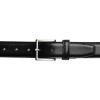 Vince Camuto Belts Men | Black Belt with Edge Stitch Detailing and a Nickle Finish Belt Buckle(Black)