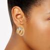 Vince Camuto Gold Tone Small Open Spiral Hoop Earrings with Glass Stones