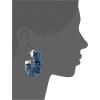 Vince Camuto Silvertone Blue Faux Leather Open C Hoop Earrings