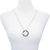 Vince Camuto Two Tone Long Black Circle Pendant Necklace For Women