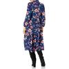 Vince Camuto Women’s 3/4 Balloon Sleeve V-Neck A-Line Midi Dress(Navy Multi)