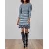 Vince Camuto Women’s Casual Stretch Printed Dress(Blue)