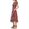 Vince Camuto Women’s Casual Tiered Skirt Printed Dress(Berry)