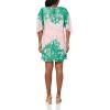 Vince Camuto Women’s Chiffon Sleeve Keyhole Shift Mini Dress(Green Multi)