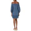 Vince Camuto Women’s Cotton Eyelet Off The Shoulder Balloon Sleeve Shift Dress(Navy)