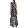 Vince Camuto Women’s Floral Chiffon Ruffle Maxi(Navy)