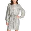 Vince Camuto Women’s Metallic Knit Dress with Belt(Gold)