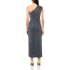 Vince Camuto Women’s One Shoulderfront Slit Metalic Knit Gown(Navy)