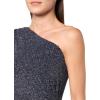 Vince Camuto Women’s One Shoulderfront Slit Metalic Knit Gown(Navy)