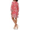 Vince Camuto Women’s Pebble Crepe Button Down Balloon Sleeve Shirtdress(Coral)