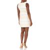Vince Camuto Women’s Puff Sleeve Boat Neck Jaquard Mini Dress(Yellow)
