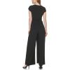 Vince Camuto Womens Short Sleeve V-neck Twist Front Summer Jumpsuit(Black)