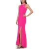 Vince Camuto Women’s Sleeveless Halter Cutout Front Slit Gown(Hot Pink)