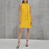 Vince Camuto Women’s Sleeveless Halter Tie Neck Shift Mini Dress(Mustard)