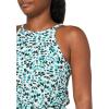 Vince Camuto Women’s Sleeveless High Neck Tie Waist Capri Jumpsuit(Teal Multi)