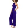 Vince Camuto Women’s Sleeveless High Square Neck Crepe Jumpsuit(Cobalt)