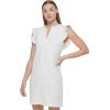 Vince Camuto Women’s Sleeveless Ruffle Hem V-Neck Shift Mini Dress(Ivory)