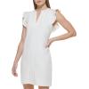 Vince Camuto Women’s Sleeveless Ruffle Hem V-Neck Shift Mini Dress(Ivory)