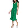 Vince Camuto Womens Sleeveless V-neck Tie Waist Capri Jumpsuit(Green)