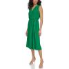 Vince Camuto Womens Sleeveless V-neck Tie Waist Capri Jumpsuit(Green)