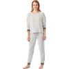 Vince Camuto Women’s Super Soft Hacci Long Sleeve and Pant Lounge Set, Heather Gray with Black Stripe Trim, Medium