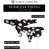 Vince Camuto Women’s Underwear, Breathable Seamless Thong, No Show Ladies Panties, 5 Pack(Black Floral (5 Pack))