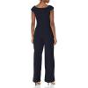Vince Camuto womens Bodice Double Lined Off-the-shoulder Jumpsuit(Navy)