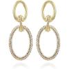 Vince Camuto Gold Tone Double Oval Hoop Dangle Earrings