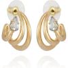 Vince Camuto Gold Tone Small Open Spiral Hoop Earrings with Glass Stones