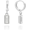 Vince Camuto Silver Tone Crystal Glass Stone Drop Huggie Earrings For Women
