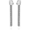 Vince Camuto Silver Tone Mixed Chain Tassel Clip On Earrings For Women