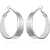 Vince Camuto Silver Tone Thick Band Hoop Earrings For Women